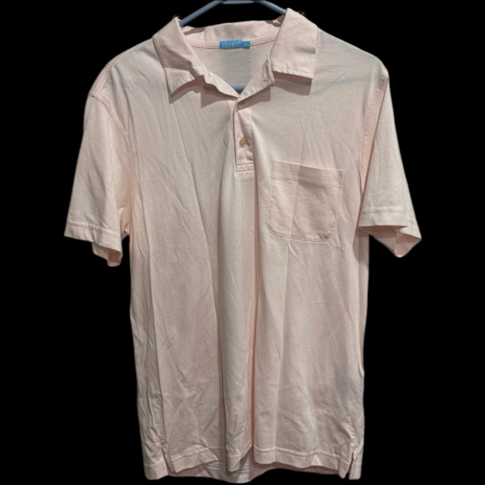 J.McLaughlin Womens Pink Pima Cotton SS Polo Shirt M Pocket Hamptons Coquette